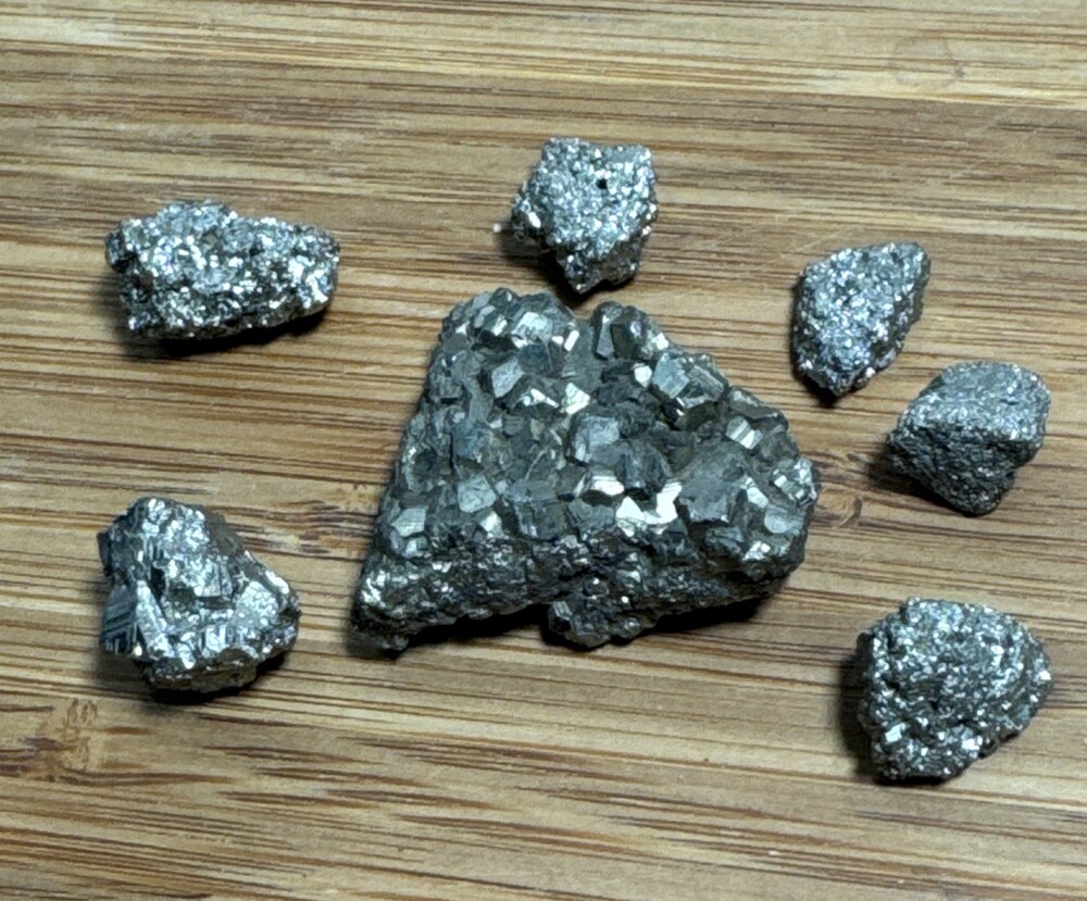 7pc Mixed Metallic Mineral Specimen Lot Pyrite Galena Crystal Rough Rocks